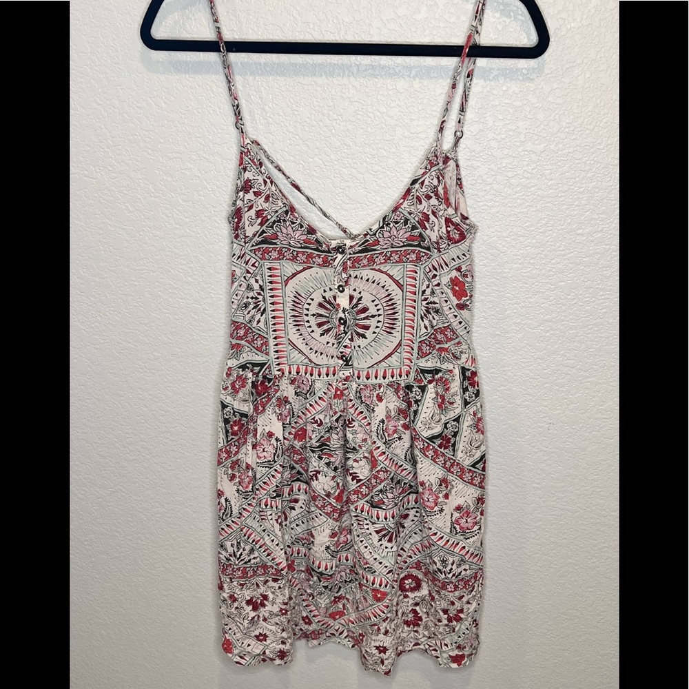 BILLABONG - Tribal Mini Spaghetti Strap Front Button Dress Sz S